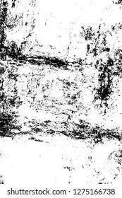 Vector grunge overlay texture. Black and white background. Abstract monochrome image includes a faded effect in dark tones