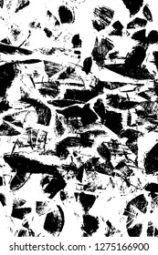 Vector grunge overlay texture. Black and white background. Abstract monochrome image includes a faded effect in dark tones