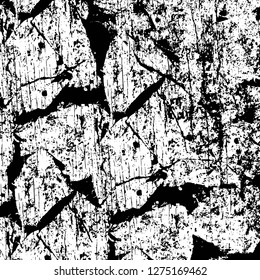Vector grunge overlay texture. Black and white background. Abstract monochrome image includes a faded effect in dark tones