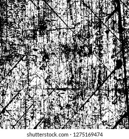 Vector grunge overlay texture. Black and white background. Abstract monochrome image includes a faded effect in dark tones