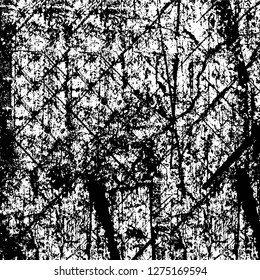 Vector grunge overlay texture. Black and white background. Abstract monochrome image includes a faded effect in dark tones