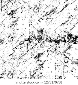 Vector grunge overlay texture. Black and white background. Abstract monochrome image includes a faded effect in dark tones