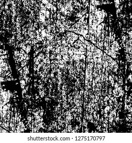 Vector grunge overlay texture. Black and white background. Abstract monochrome image includes a faded effect in dark tones