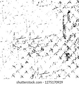 Vector grunge overlay texture. Black and white background. Abstract monochrome image includes a faded effect in dark tones