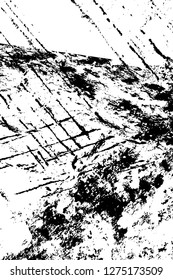 Vector grunge overlay texture. Black and white background. Abstract monochrome image includes a faded effect in dark tones