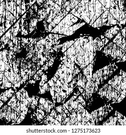 Vector grunge overlay texture. Black and white background. Abstract monochrome image includes a faded effect in dark tones