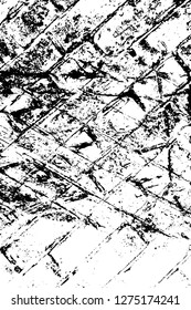 Vector grunge overlay texture. Black and white background. Abstract monochrome image includes a faded effect in dark tones