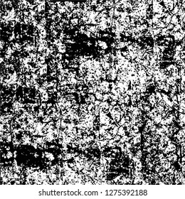 Vector grunge overlay texture. Black and white background. Abstract monochrome image includes a faded effect in dark tones