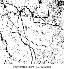 Vector grunge overlay texture. Black and white background. Abstract monochrome image includes a faded effect in dark tones