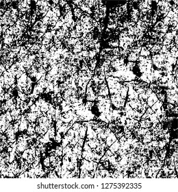 Vector grunge overlay texture. Black and white background. Abstract monochrome image includes a faded effect in dark tones