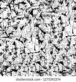 Vector grunge overlay texture. Black and white background. Abstract monochrome image includes a faded effect in dark tones