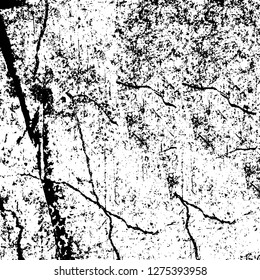 Vector grunge overlay texture. Black and white background. Abstract monochrome image includes a faded effect in dark tones