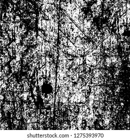 Vector grunge overlay texture. Black and white background. Abstract monochrome image includes a faded effect in dark tones