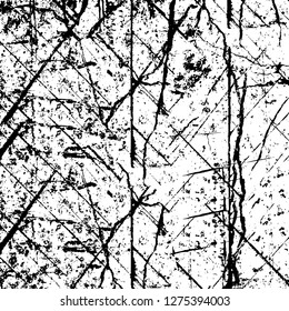Vector grunge overlay texture. Black and white background. Abstract monochrome image includes a faded effect in dark tones