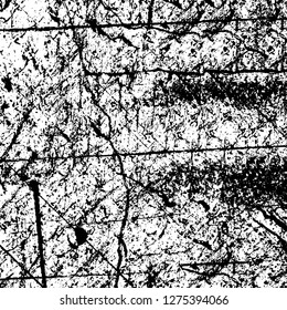 Vector grunge overlay texture. Black and white background. Abstract monochrome image includes a faded effect in dark tones
