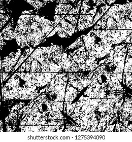 Vector grunge overlay texture. Black and white background. Abstract monochrome image includes a faded effect in dark tones