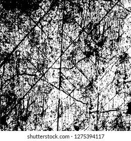 Vector grunge overlay texture. Black and white background. Abstract monochrome image includes a faded effect in dark tones