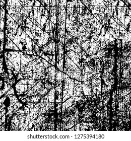 Vector grunge overlay texture. Black and white background. Abstract monochrome image includes a faded effect in dark tones