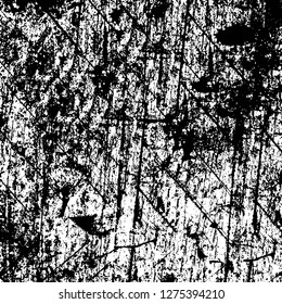 Vector grunge overlay texture. Black and white background. Abstract monochrome image includes a faded effect in dark tones