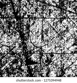 Vector grunge overlay texture. Black and white background. Abstract monochrome image includes a faded effect in dark tones