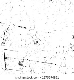 Vector grunge overlay texture. Black and white background. Abstract monochrome image includes a faded effect in dark tones