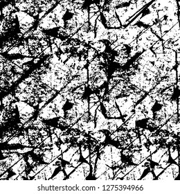 Vector grunge overlay texture. Black and white background. Abstract monochrome image includes a faded effect in dark tones