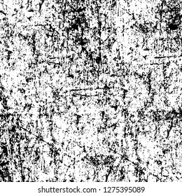 Vector grunge overlay texture. Black and white background. Abstract monochrome image includes a faded effect in dark tones