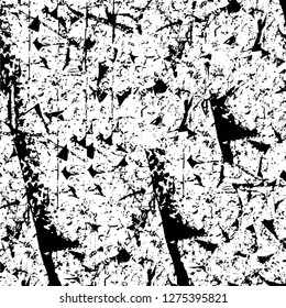 Vector grunge overlay texture. Black and white background. Abstract monochrome image includes a faded effect in dark tones