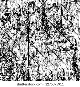 Vector grunge overlay texture. Black and white background. Abstract monochrome image includes a faded effect in dark tones