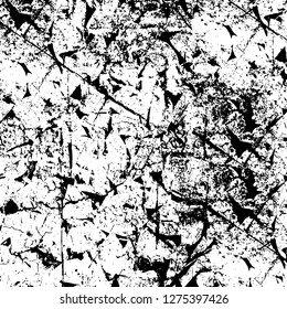 Vector grunge overlay texture. Black and white background. Abstract monochrome image includes a faded effect in dark tones