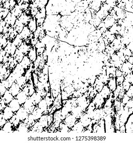 Vector grunge overlay texture. Black and white background. Abstract monochrome image includes a faded effect in dark tones