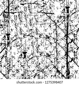 Vector grunge overlay texture. Black and white background. Abstract monochrome image includes a faded effect in dark tones