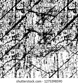 Vector grunge overlay texture. Black and white background. Abstract monochrome image includes a faded effect in dark tones