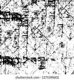 Vector grunge overlay texture. Black and white background. Abstract monochrome image includes a faded effect in dark tones