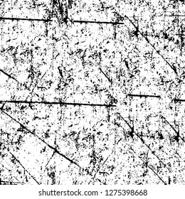 Vector grunge overlay texture. Black and white background. Abstract monochrome image includes a faded effect in dark tones