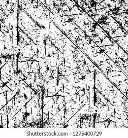 Vector grunge overlay texture. Black and white background. Abstract monochrome image includes a faded effect in dark tones