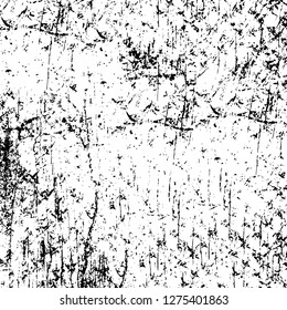 Vector grunge overlay texture. Black and white background. Abstract monochrome image includes a faded effect in dark tones