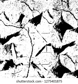 Vector grunge overlay texture. Black and white background. Abstract monochrome image includes a faded effect in dark tones