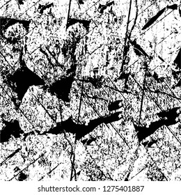 Vector grunge overlay texture. Black and white background. Abstract monochrome image includes a faded effect in dark tones
