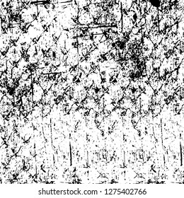 Vector grunge overlay texture. Black and white background. Abstract monochrome image includes a faded effect in dark tones