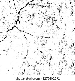Vector grunge overlay texture. Black and white background. Abstract monochrome image includes a faded effect in dark tones