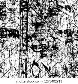Vector grunge overlay texture. Black and white background. Abstract monochrome image includes a faded effect in dark tones