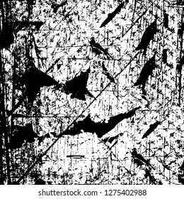 Vector grunge overlay texture. Black and white background. Abstract monochrome image includes a faded effect in dark tones