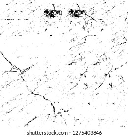 Vector grunge overlay texture. Black and white background. Abstract monochrome image includes a faded effect in dark tones