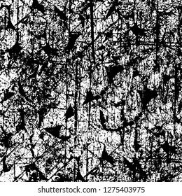 Vector grunge overlay texture. Black and white background. Abstract monochrome image includes a faded effect in dark tones