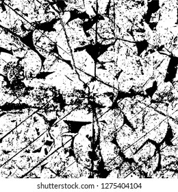 Vector grunge overlay texture. Black and white background. Abstract monochrome image includes a faded effect in dark tones