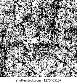 Vector grunge overlay texture. Black and white background. Abstract monochrome image includes a faded effect in dark tones