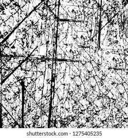 Vector grunge overlay texture. Black and white background. Abstract monochrome image includes a faded effect in dark tones