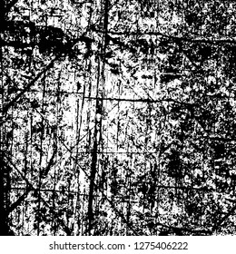 Vector grunge overlay texture. Black and white background. Abstract monochrome image includes a faded effect in dark tones