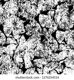 Vector grunge overlay texture. Black and white background. Abstract monochrome image includes a faded effect in dark tones